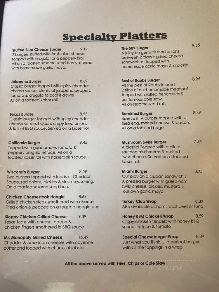 Raub's Restaurant - Plymouth, PA menu_pic