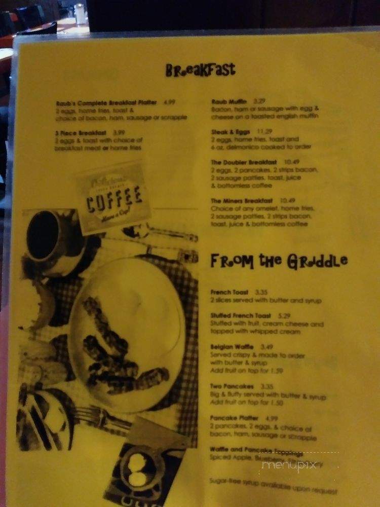 Raub's Restaurant - Plymouth, PA menu_pic