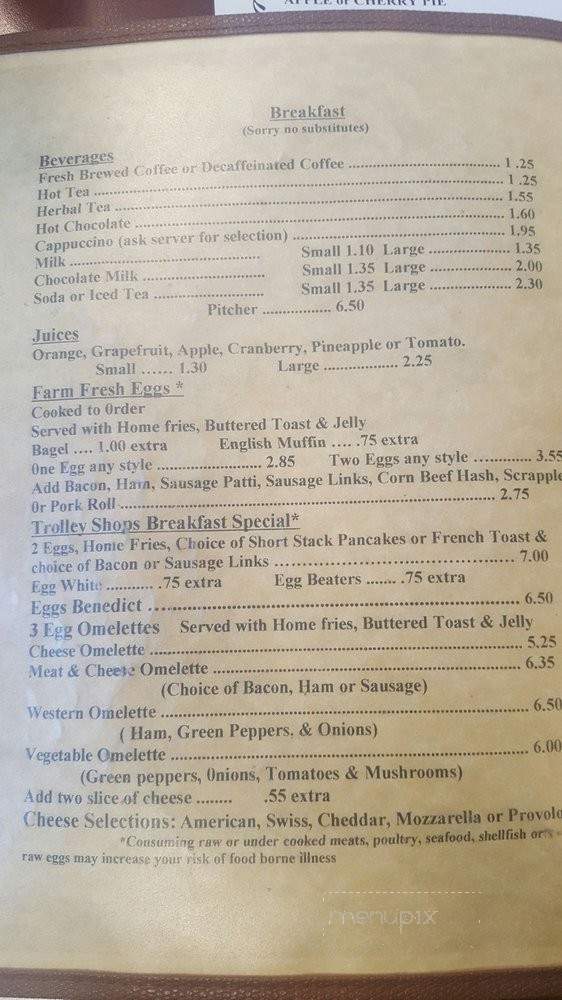 Trolley Shops Restaurant - Bangor, PA menu_pic