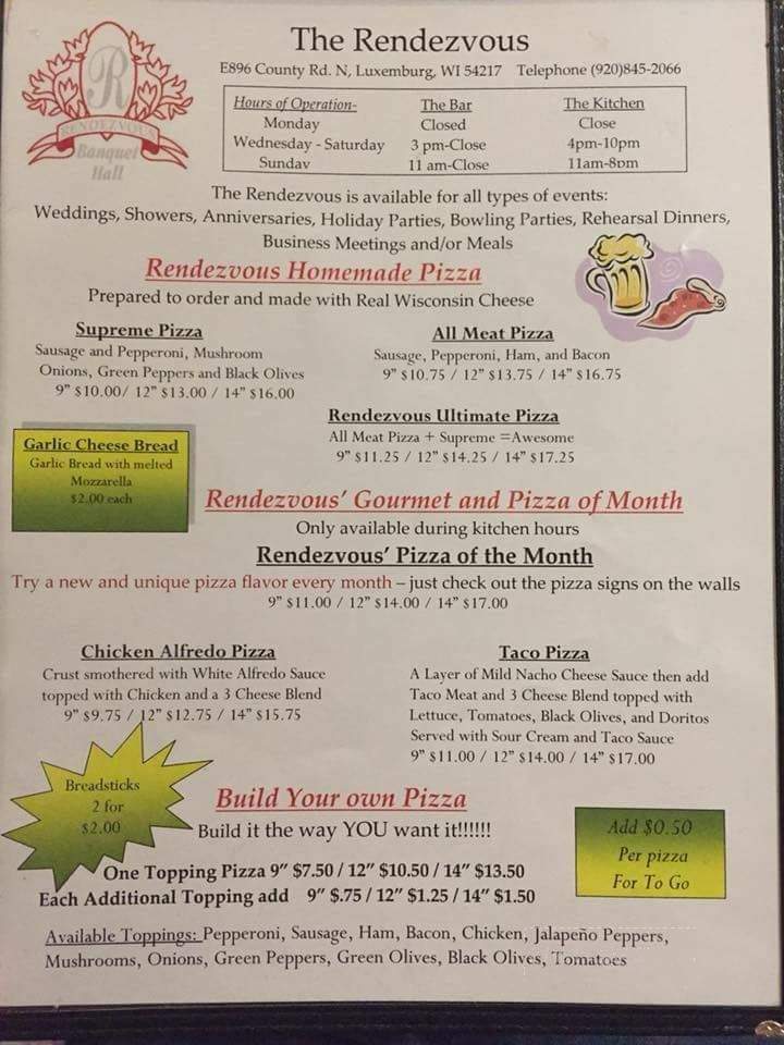Rendezvous - Luxemburg, WI menu_pic