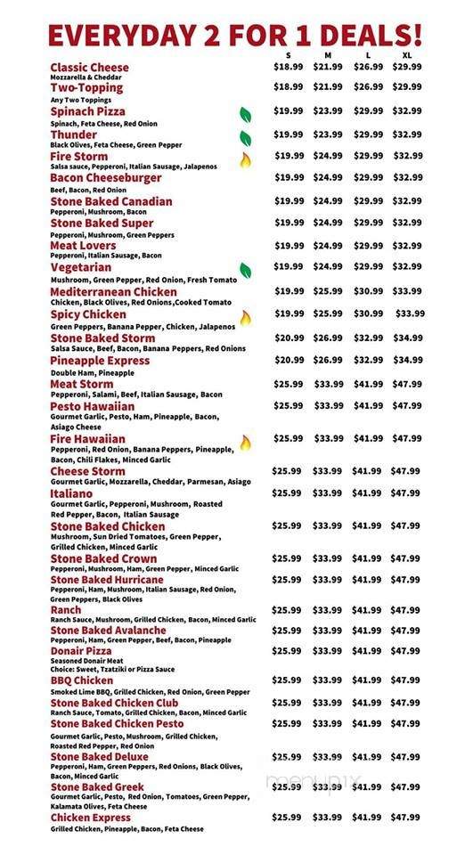 Best Of Stone Baked Pizzeria - Fort St John, BC menu_pic