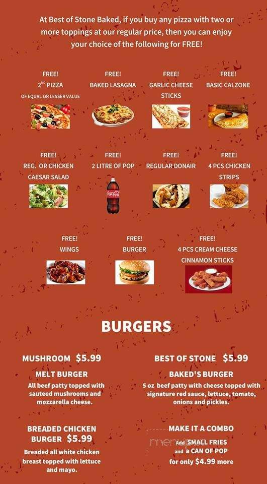 Best Of Stone Baked Pizzeria - Fort St John, BC menu_pic