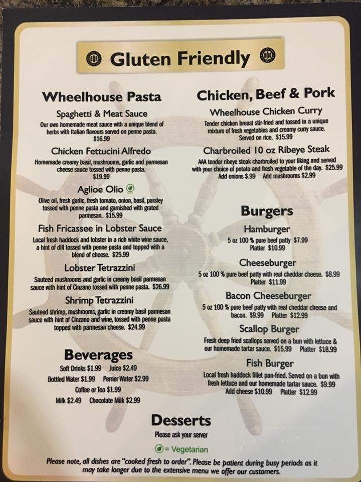 The Wheelhouse Seafood & Pasta - Belliveau Cove, NS menu_pic