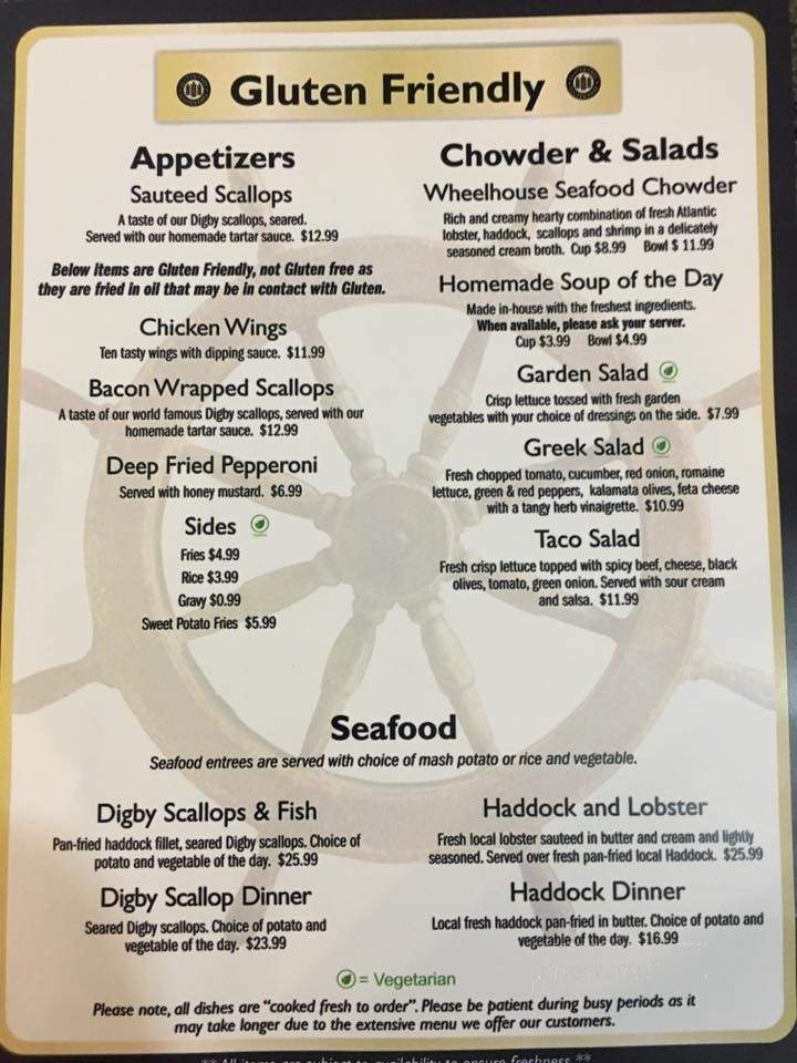 The Wheelhouse Seafood & Pasta - Belliveau Cove, NS menu_pic