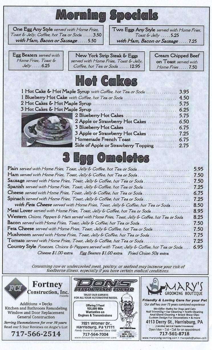 Promenade Family Restaurant - Harrisburg, PA menu_pic
