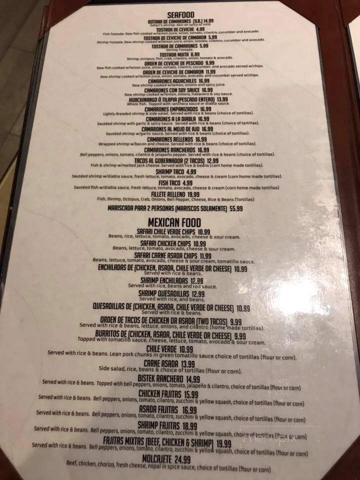 Safari Club - Dinuba, CA menu_pic