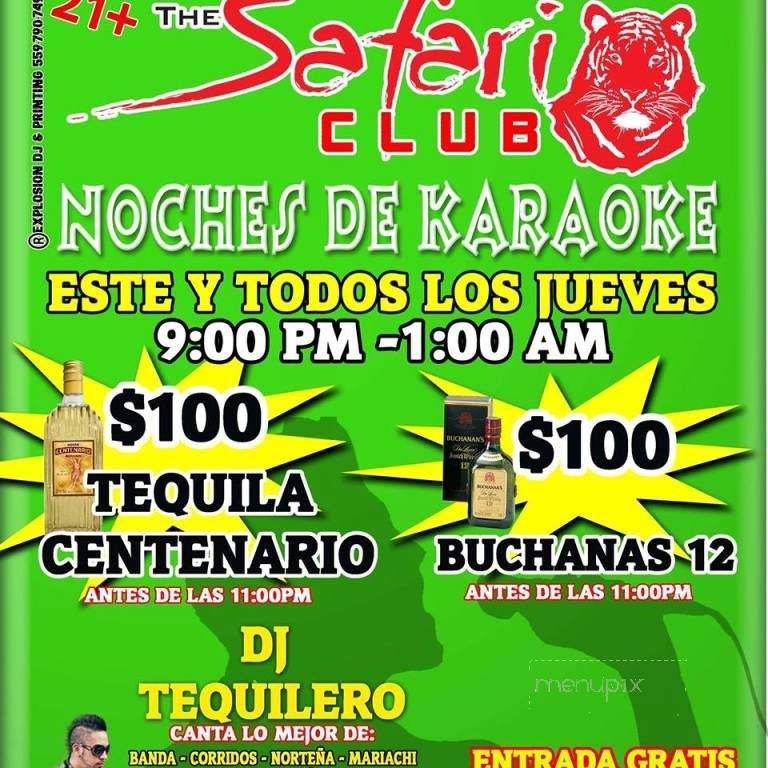 Safari Club - Dinuba, CA menu_pic