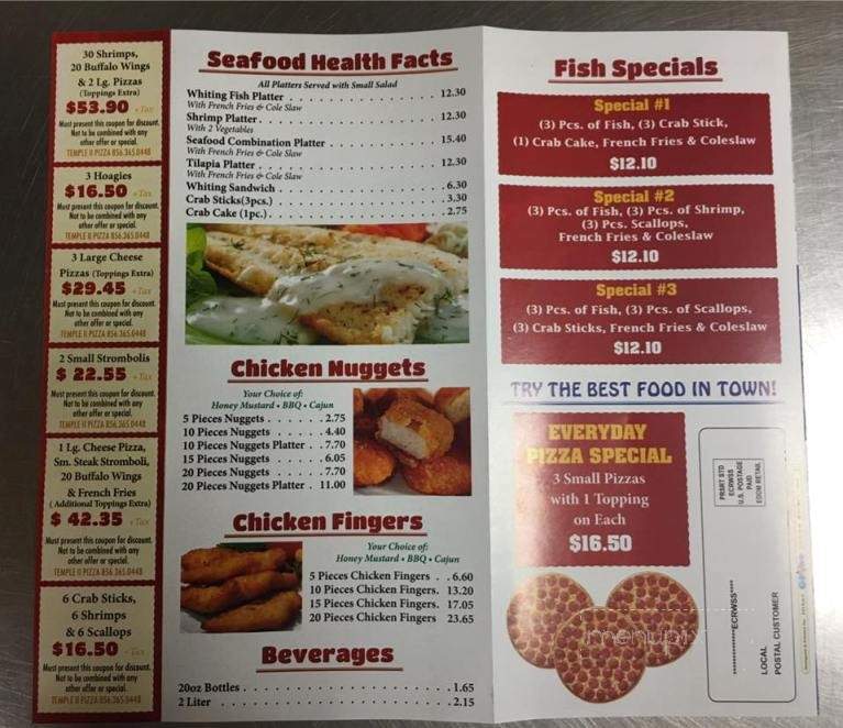 Temple II Pizza - Camden, NJ menu_pic