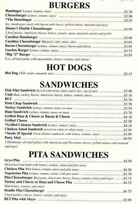 North 29 Grill - Kannapolis, NC menu_pic