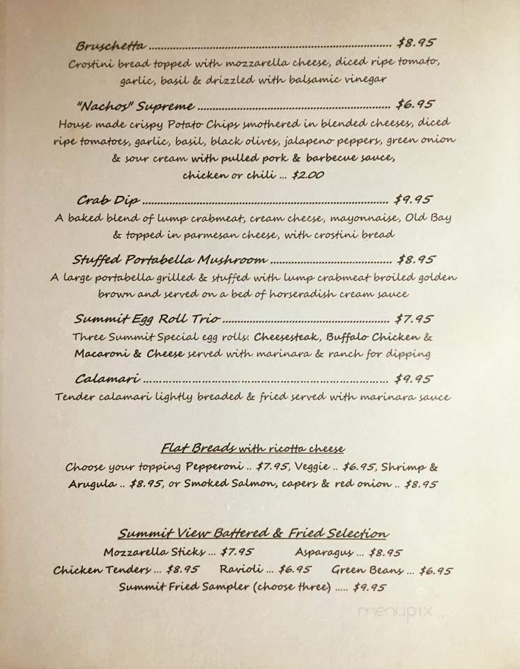Summit View Restaurant - Schuylkill Haven, PA menu_pic