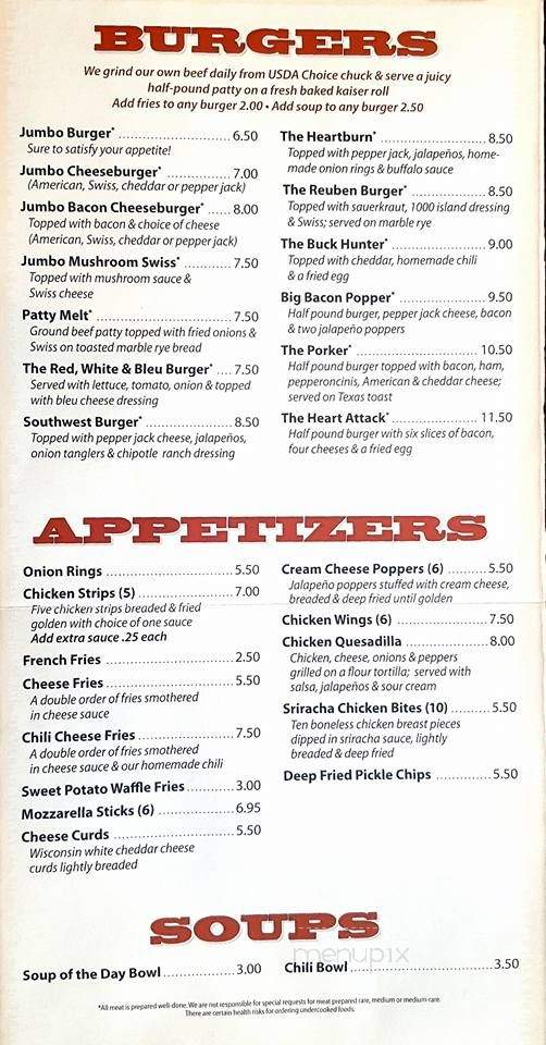 Foxy's - Briggsville, WI menu_pic