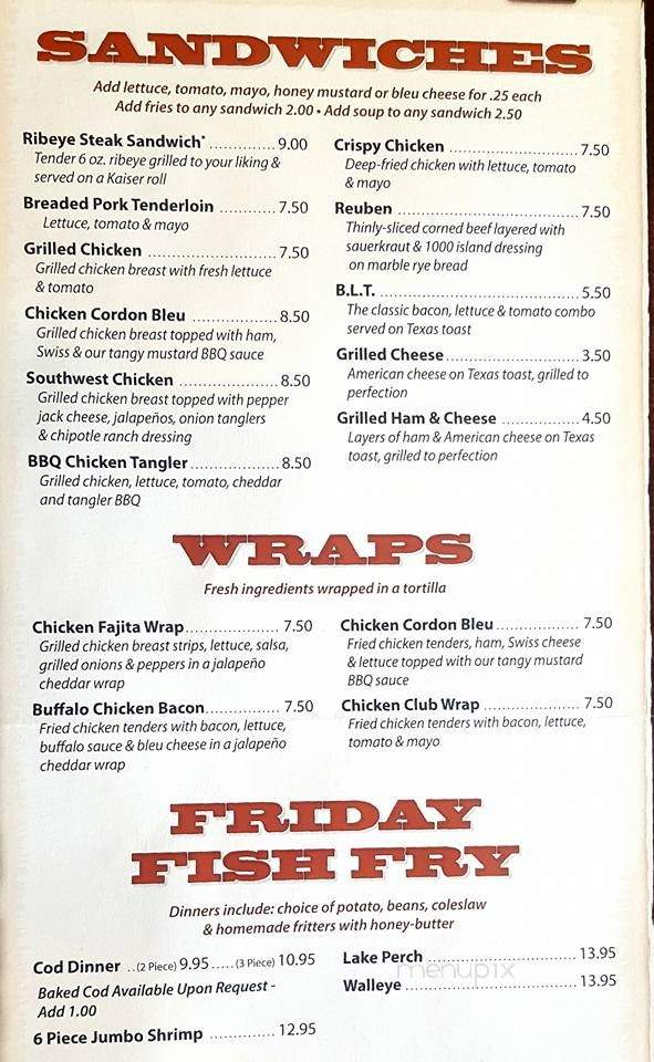 Foxy's - Briggsville, WI menu_pic
