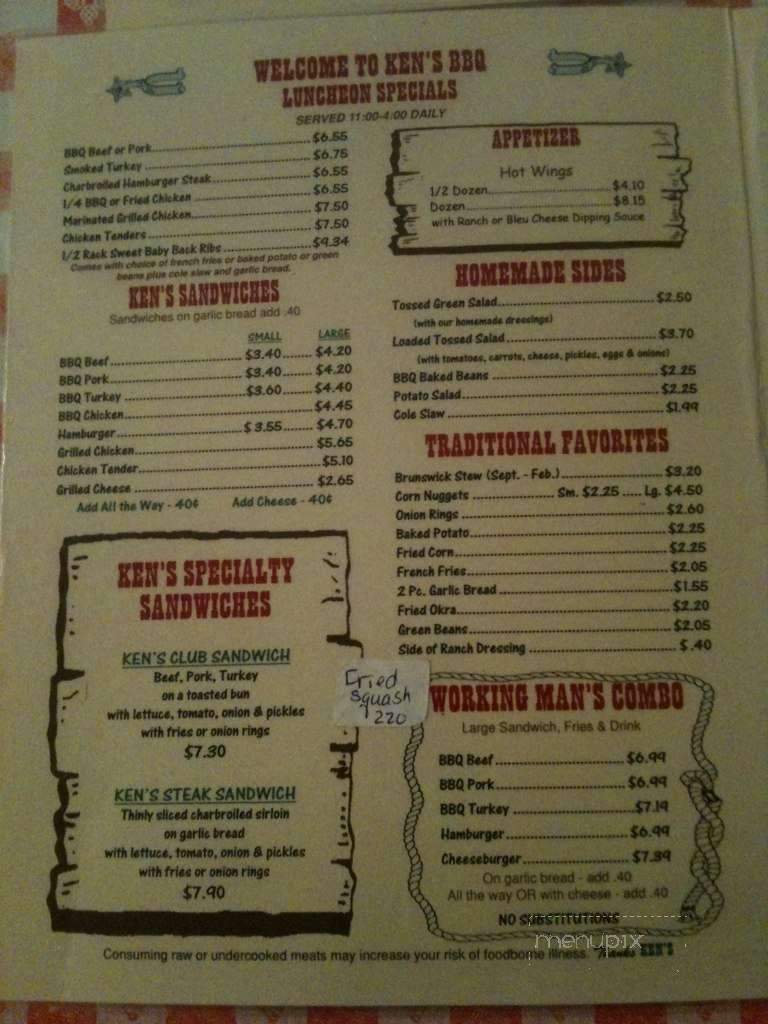 Ken's Bar-B-Q - Live Oak, FL menu_pic