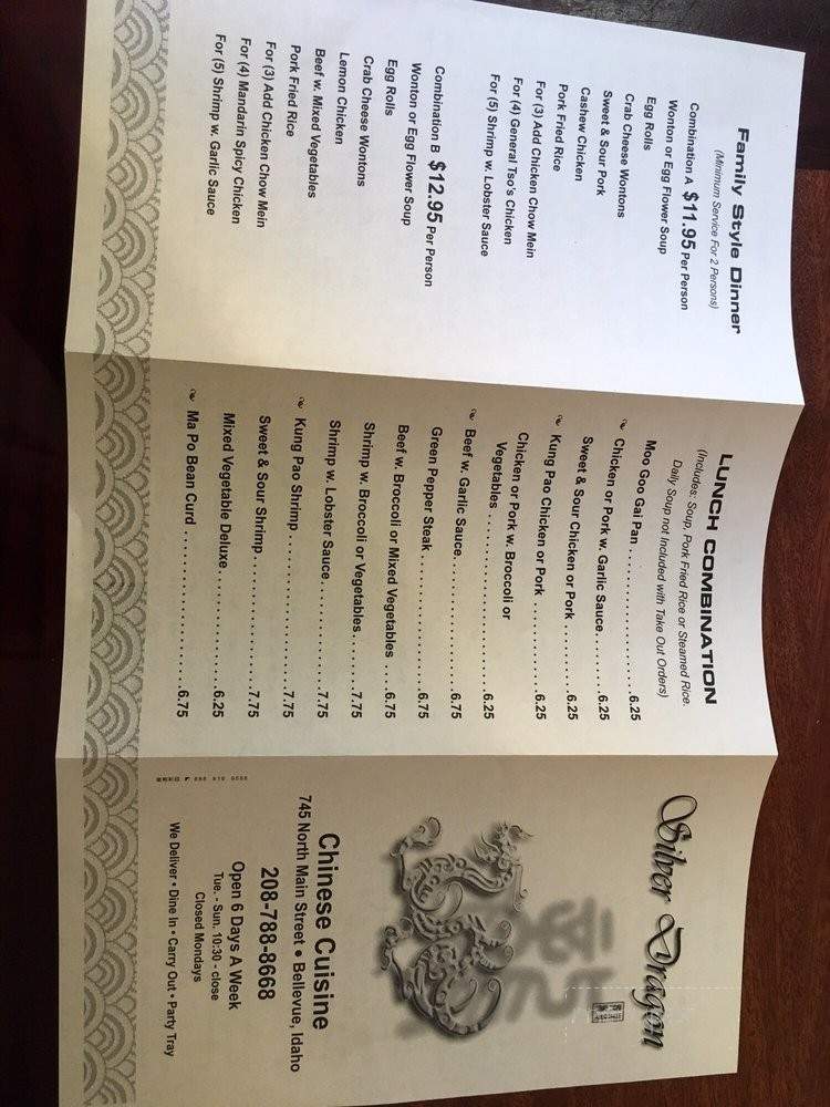 Silver Dragon - Bellevue, ID menu_pic