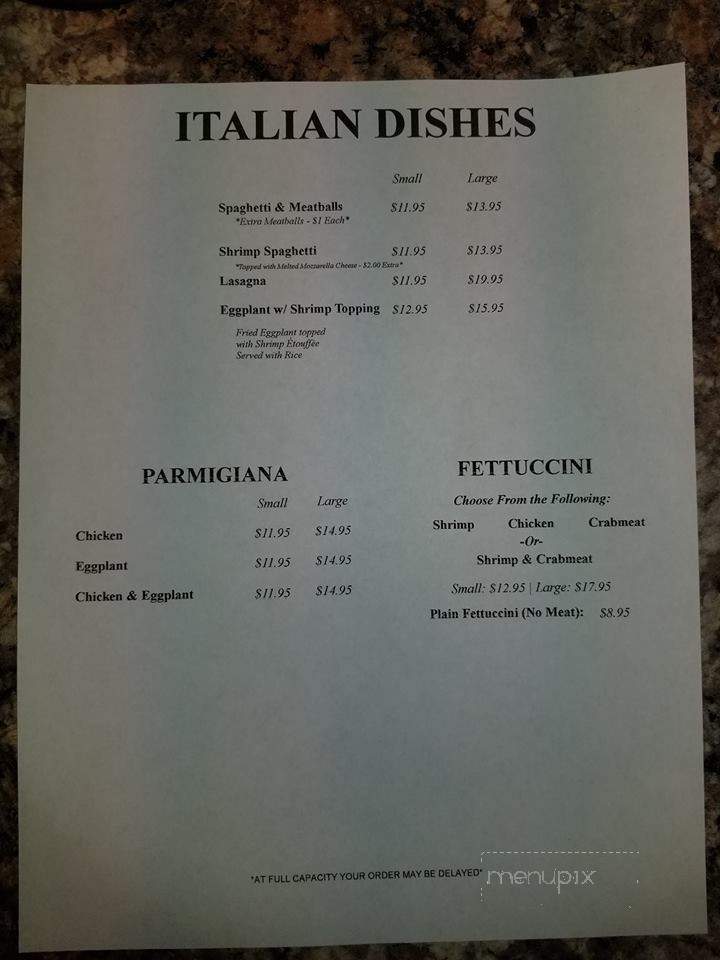 Politz's Restaurant - Thibodaux, LA menu_pic