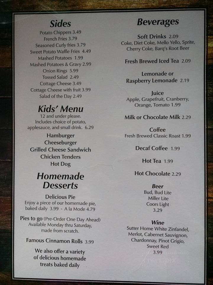 Jack's Family Restaurant - Lawrenceburg, TN menu_pic