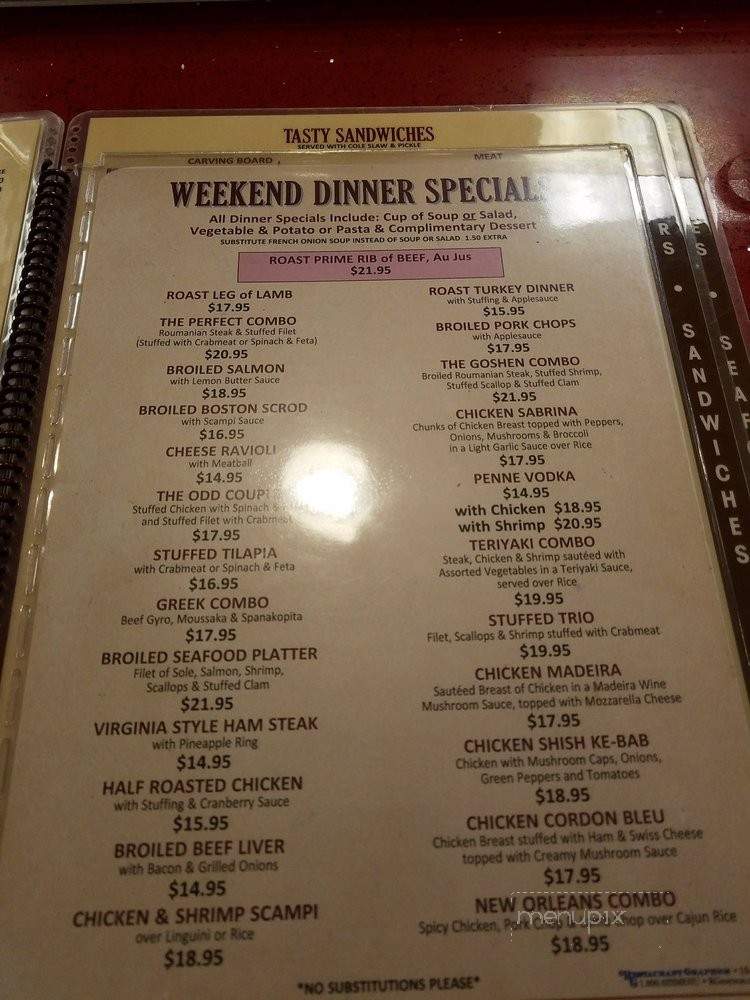 Goshen Plaza Diner - Goshen, NY menu_pic
