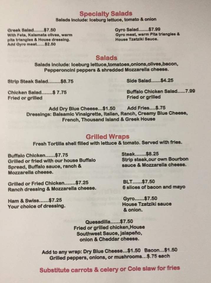 Jacks bar and grill - Warren, OH menu_pic