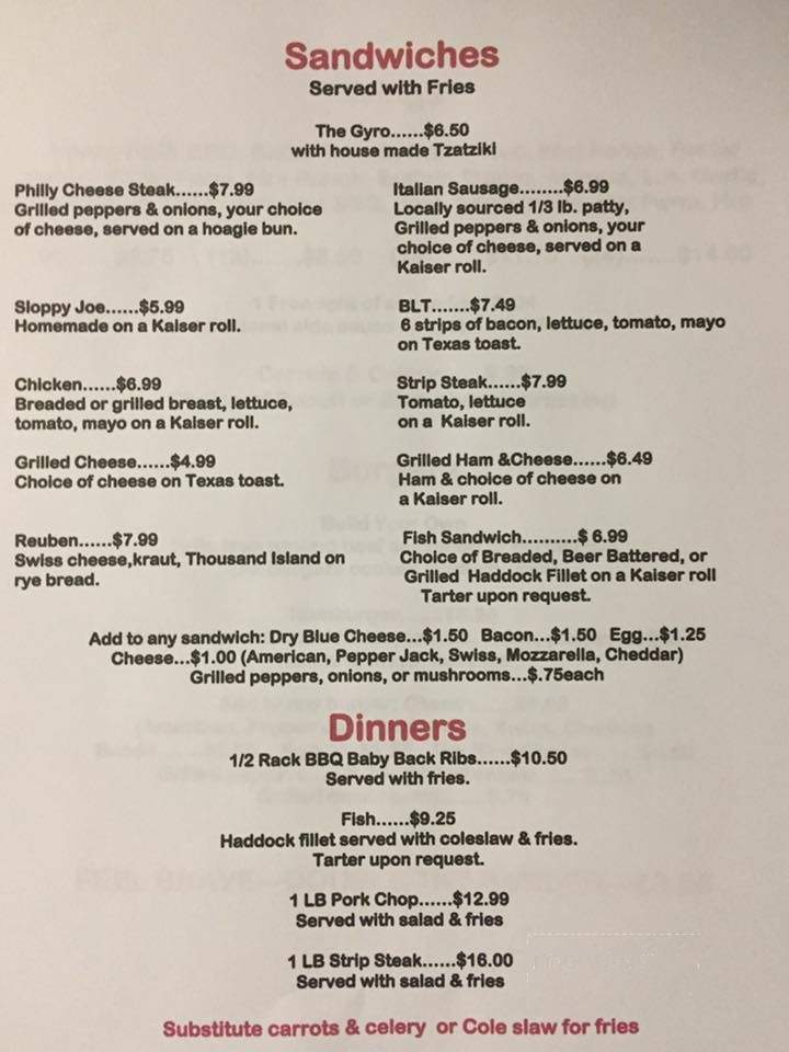 Jacks bar and grill - Warren, OH menu_pic