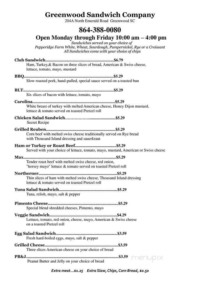 Greenwood Sandwich Co - Greenwood, SC menu_pic