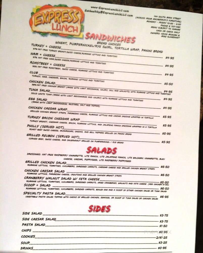 Express Lunch - Crossville, TN menu_pic