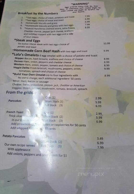 Lola's Bakery and Restaurant - Sturgeon Bay, WI menu_pic