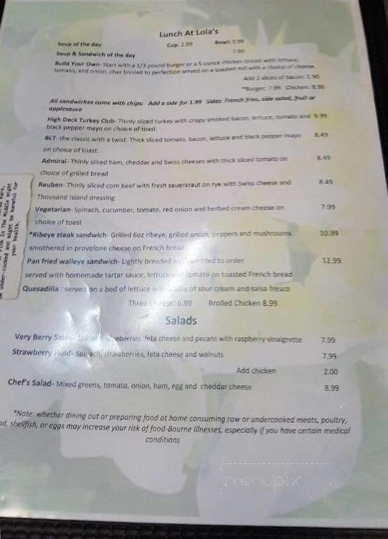 Lola's Bakery and Restaurant - Sturgeon Bay, WI menu_pic