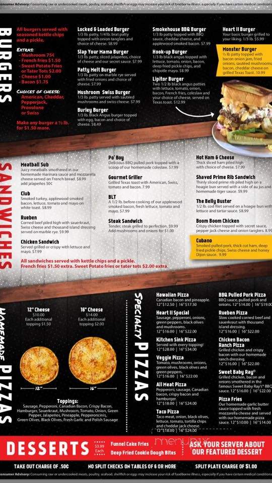 Heart II - Woodruff, WI menu_pic