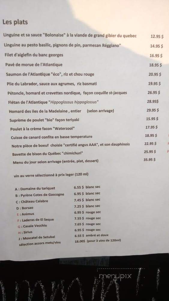 Restaurant La Bolee - Tadoussac, QC menu_pic