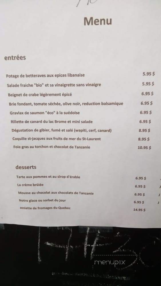 Restaurant La Bolee - Tadoussac, QC menu_pic