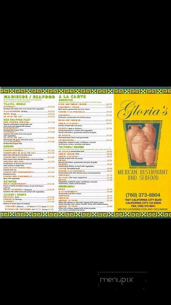 Glorias Mexican Restaraunt - California City, CA menu_pic