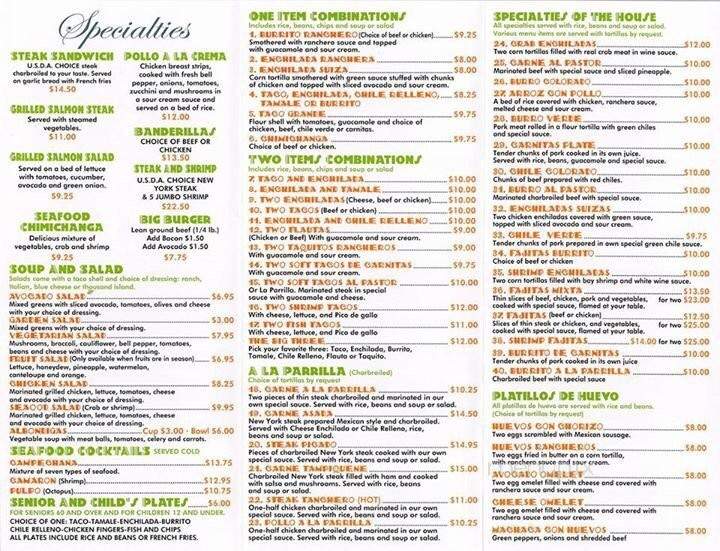 Glorias Mexican Restaraunt - California City, CA menu_pic