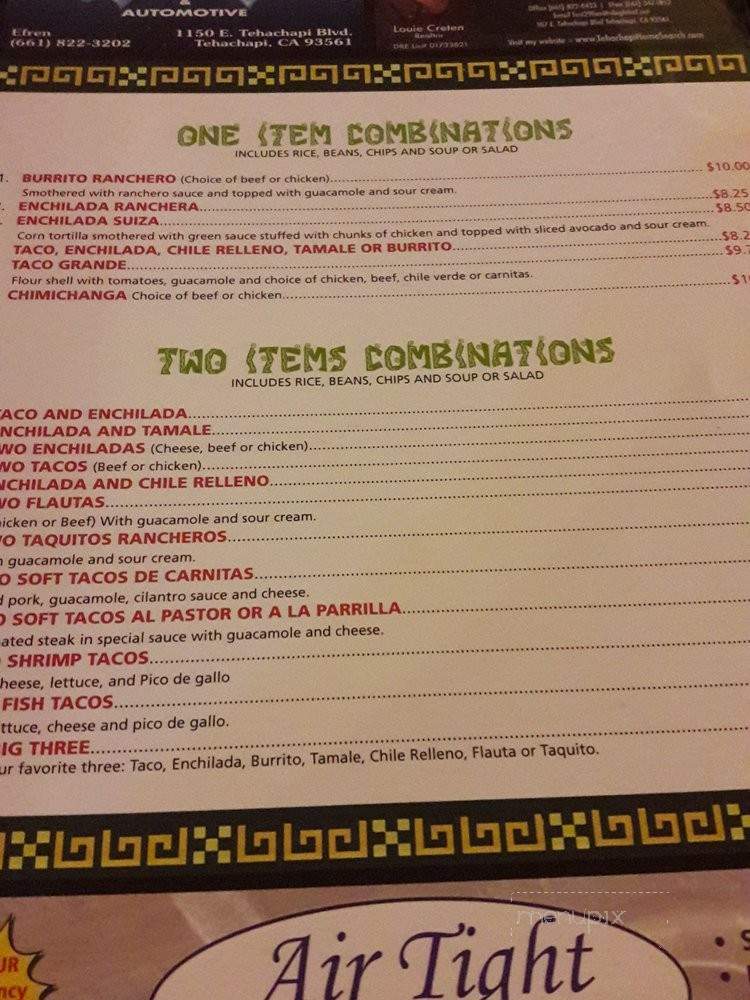 Glorias Mexican Restaraunt - California City, CA menu_pic
