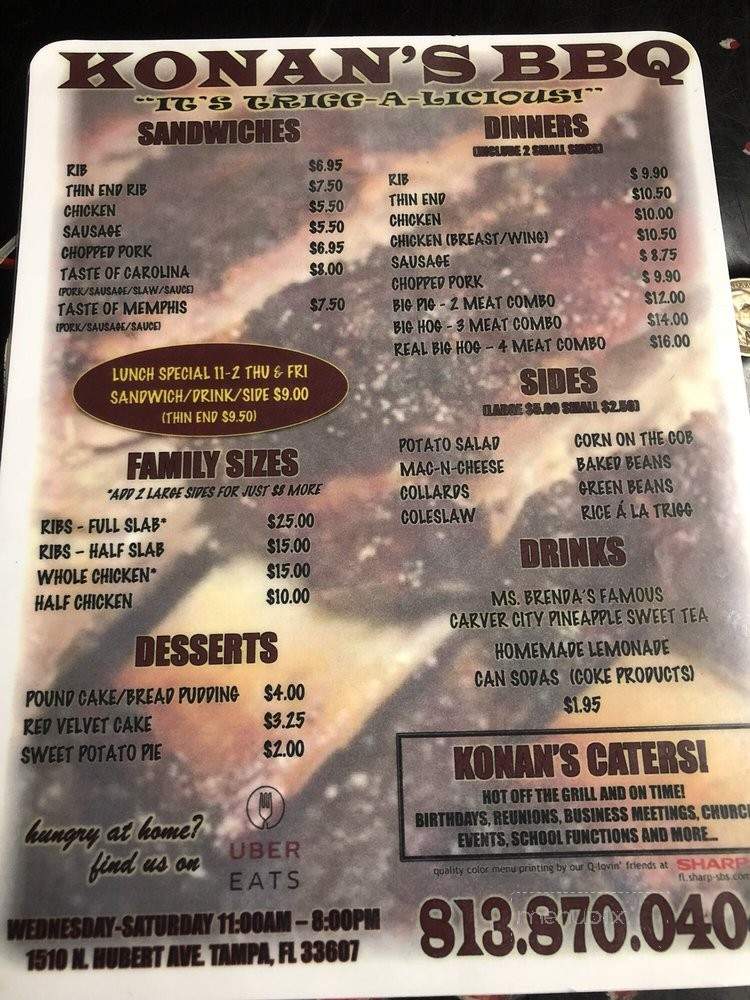 Konan's BBQ - Tampa, FL menu_pic
