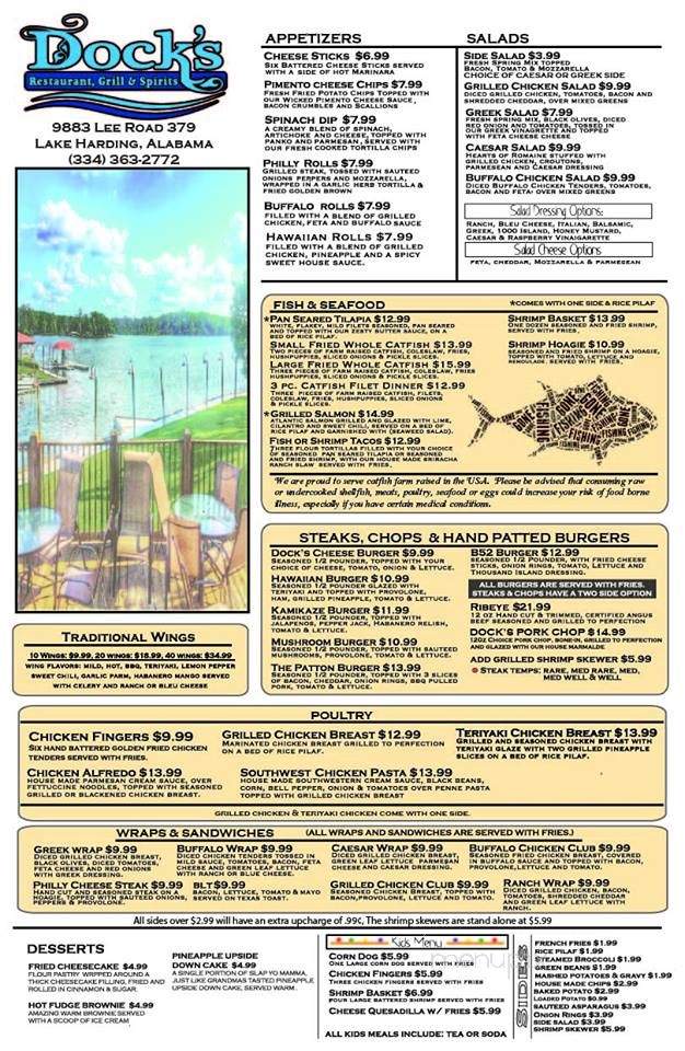 Dock's Restaurant & Spirits - Valley, AL menu_pic