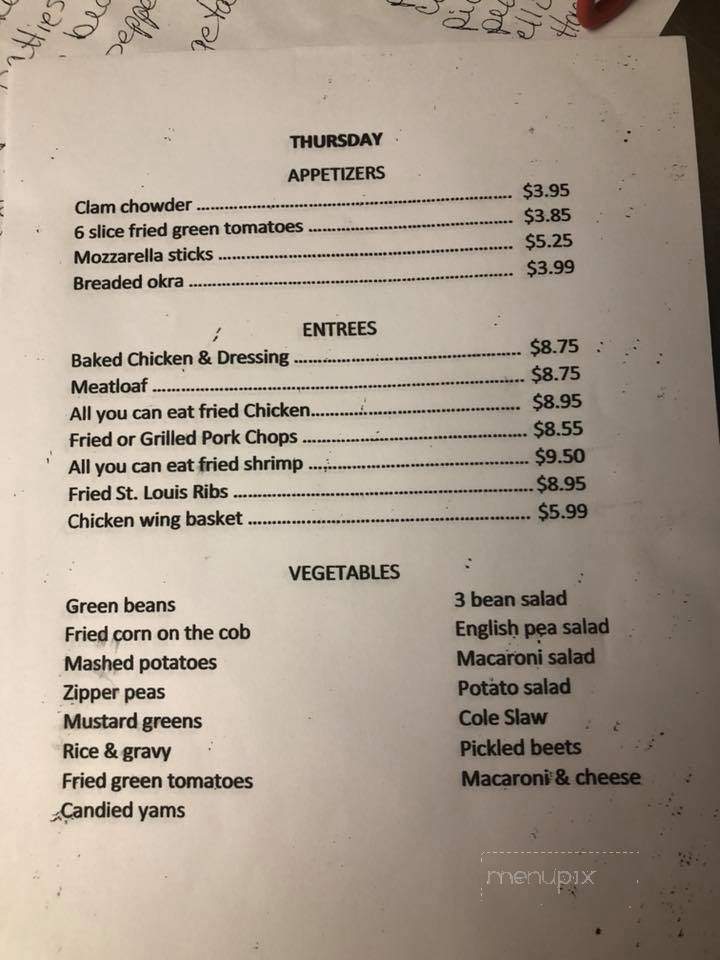 Shirley's Restaurant - Lake City, FL menu_pic