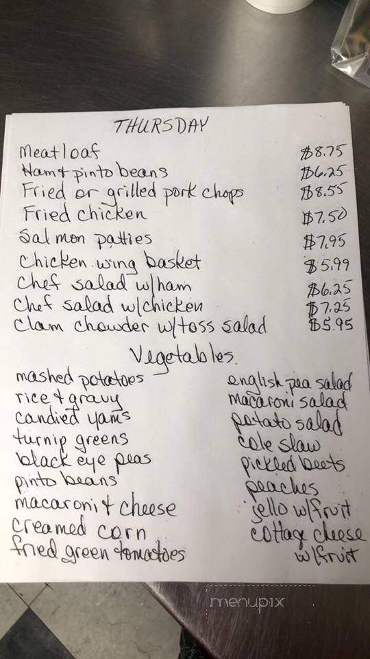 Shirley's Restaurant - Lake City, FL menu_pic