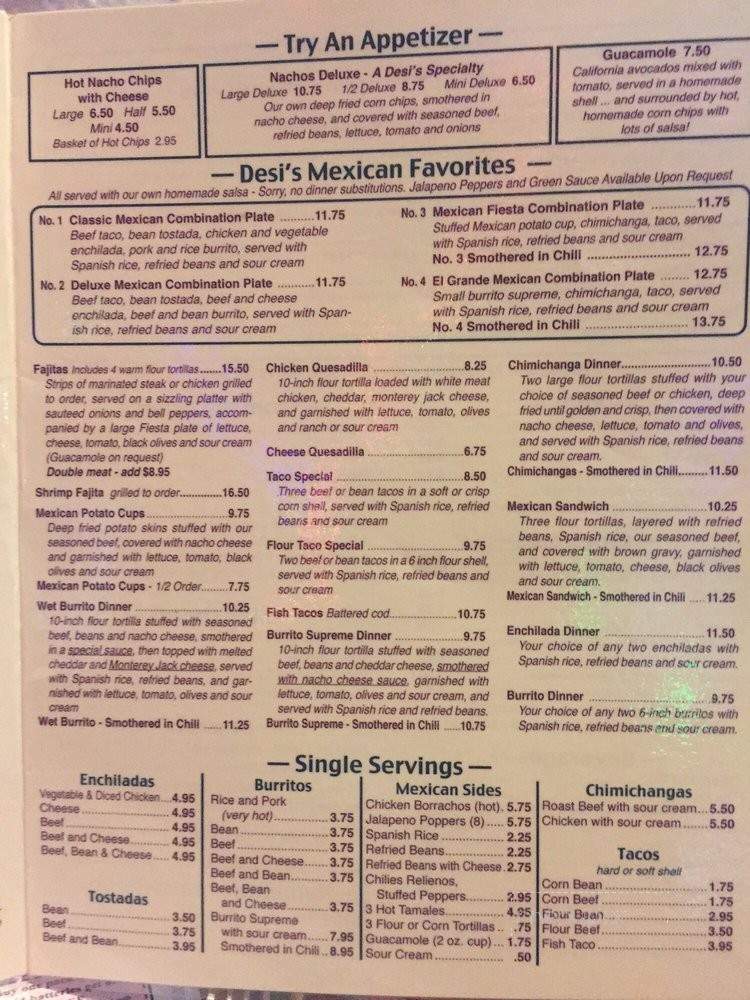 Desi's Taco Lounge - Oscoda, MI menu_pic