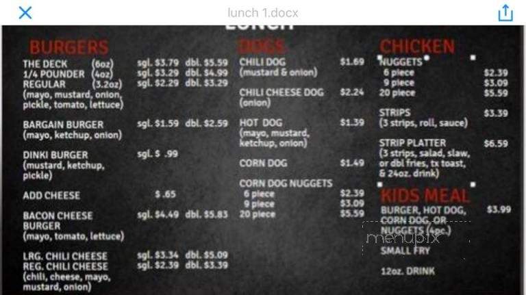 Deck - Columbia, MS menu_pic