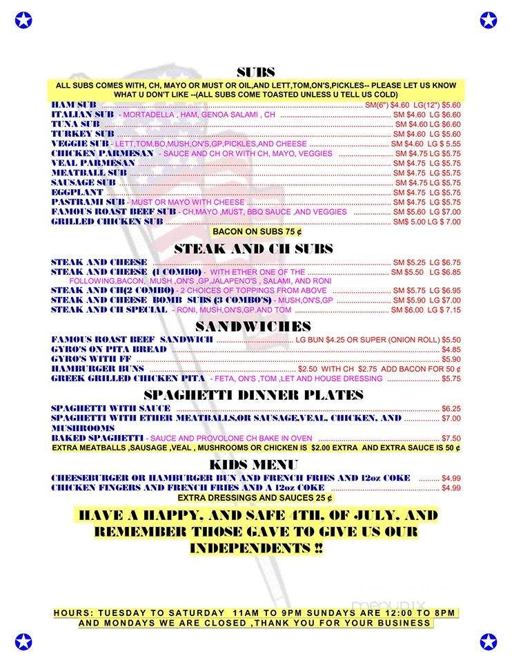 Deluxe House Of Pizza - Littleton, NH menu_pic
