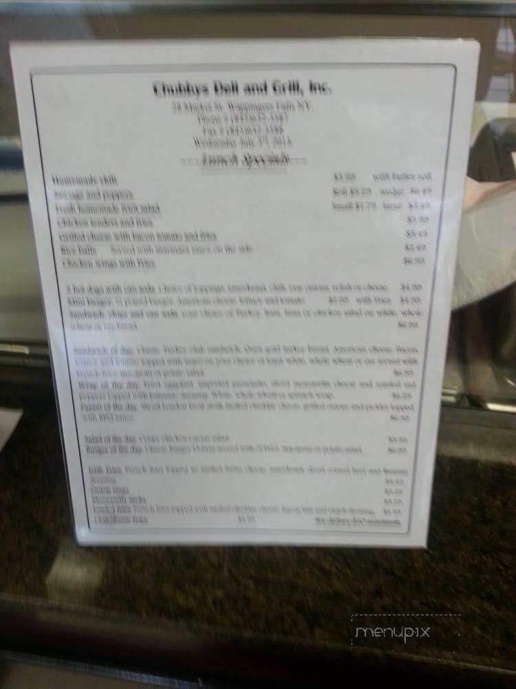 Chubby's - Wappingers Falls, NY menu_pic