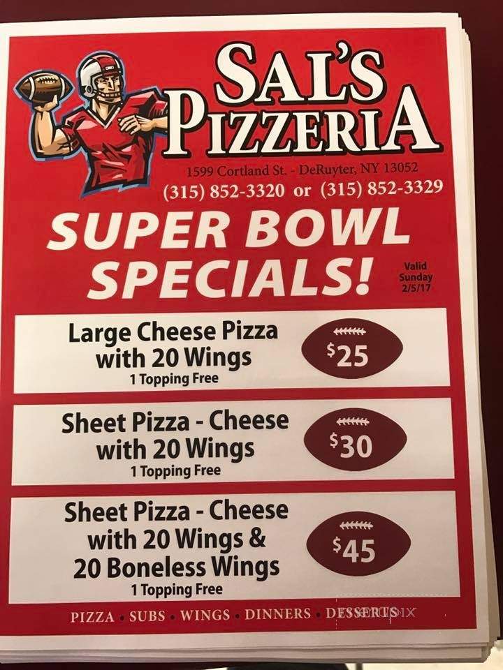 Sal's Pizzeria - De Ruyter, NY menu_pic