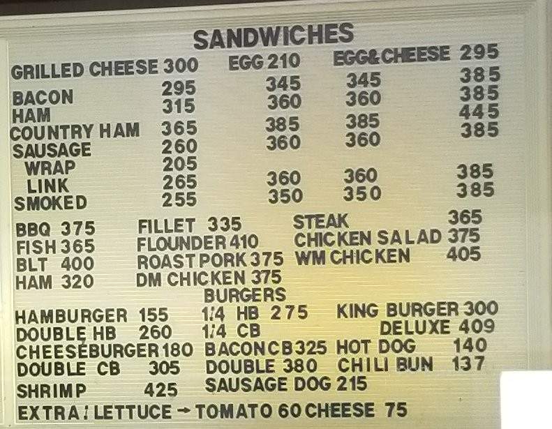 King Chicken Drive In - Washington, NC menu_pic