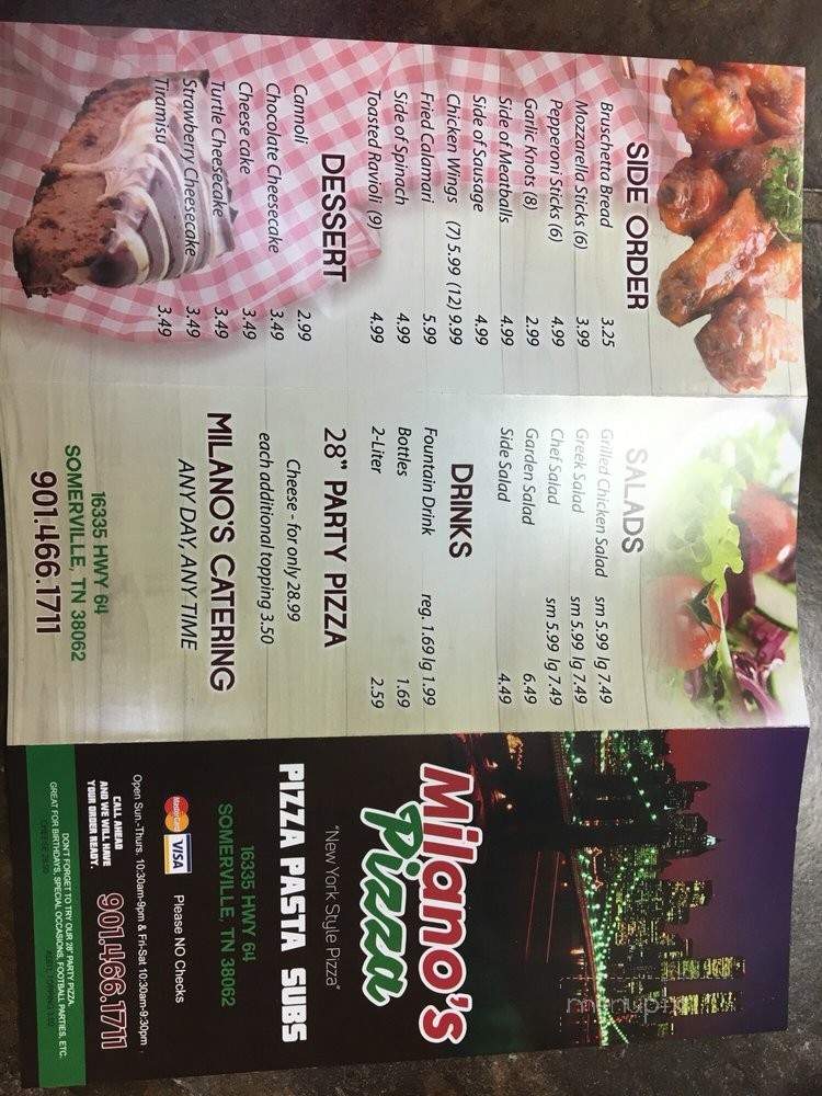 Milano's Pizza - Somerville, TN menu_pic