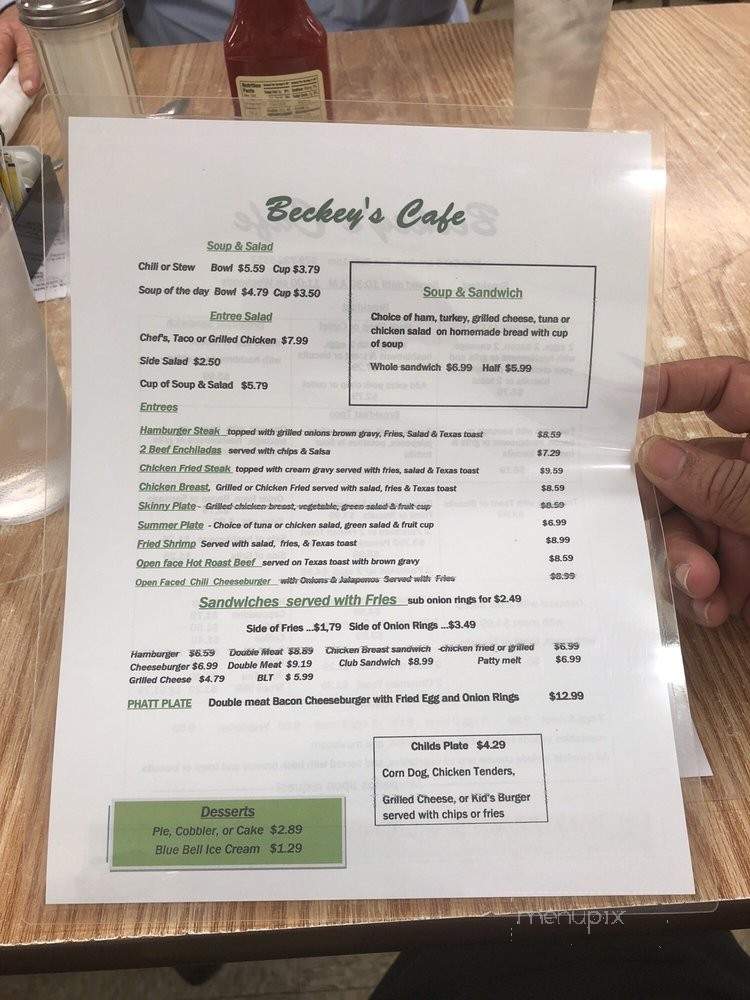 Becky's Cafe - Columbus, TX menu_pic