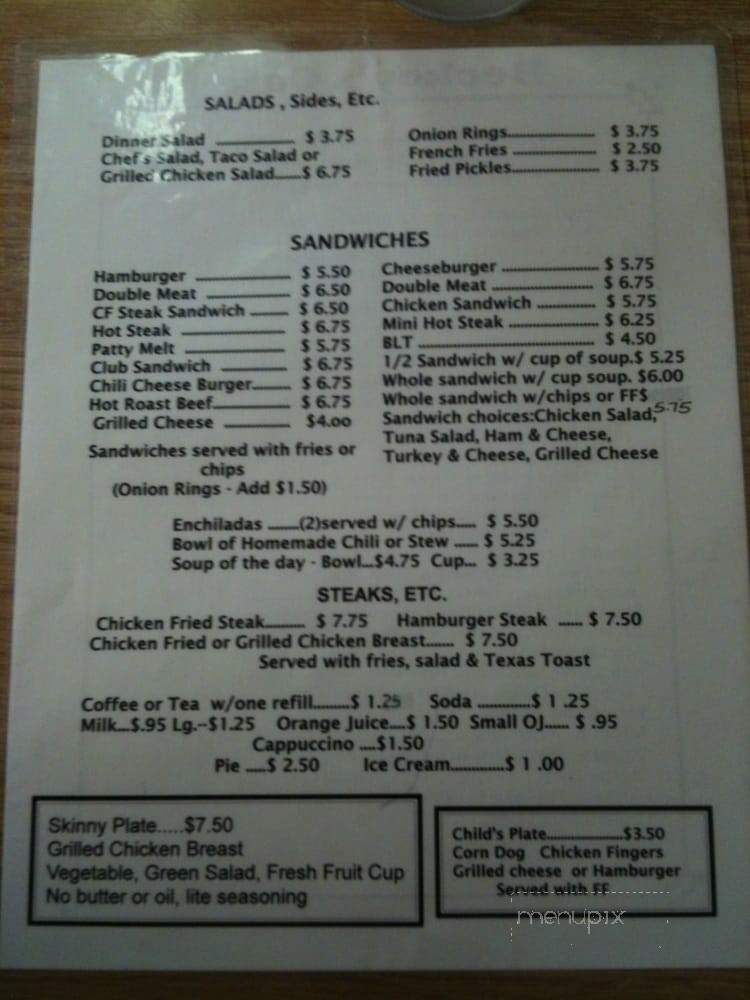 Becky's Cafe - Columbus, TX menu_pic