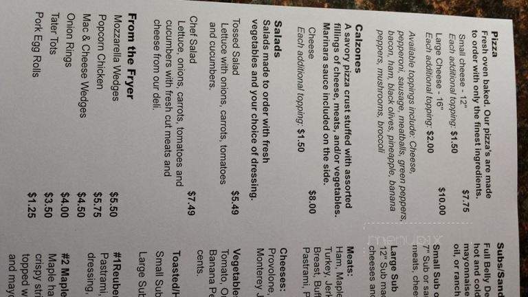 Full Belly Deli - Poultney, VT menu_pic