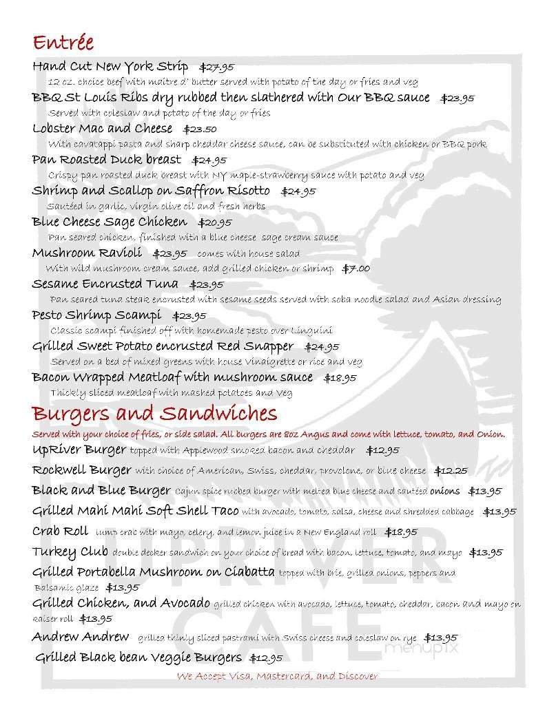 Upriver cafe - Lake Luzerne-Hadley, NY menu_pic