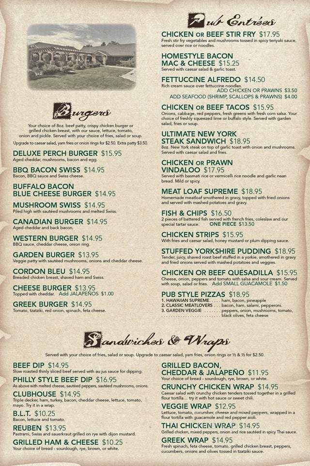 Peacock's Perch Neighbourhood Pub - Summerland, BC menu_pic