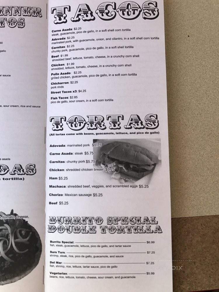 Tata's Burritos - Centennial, CO menu_pic